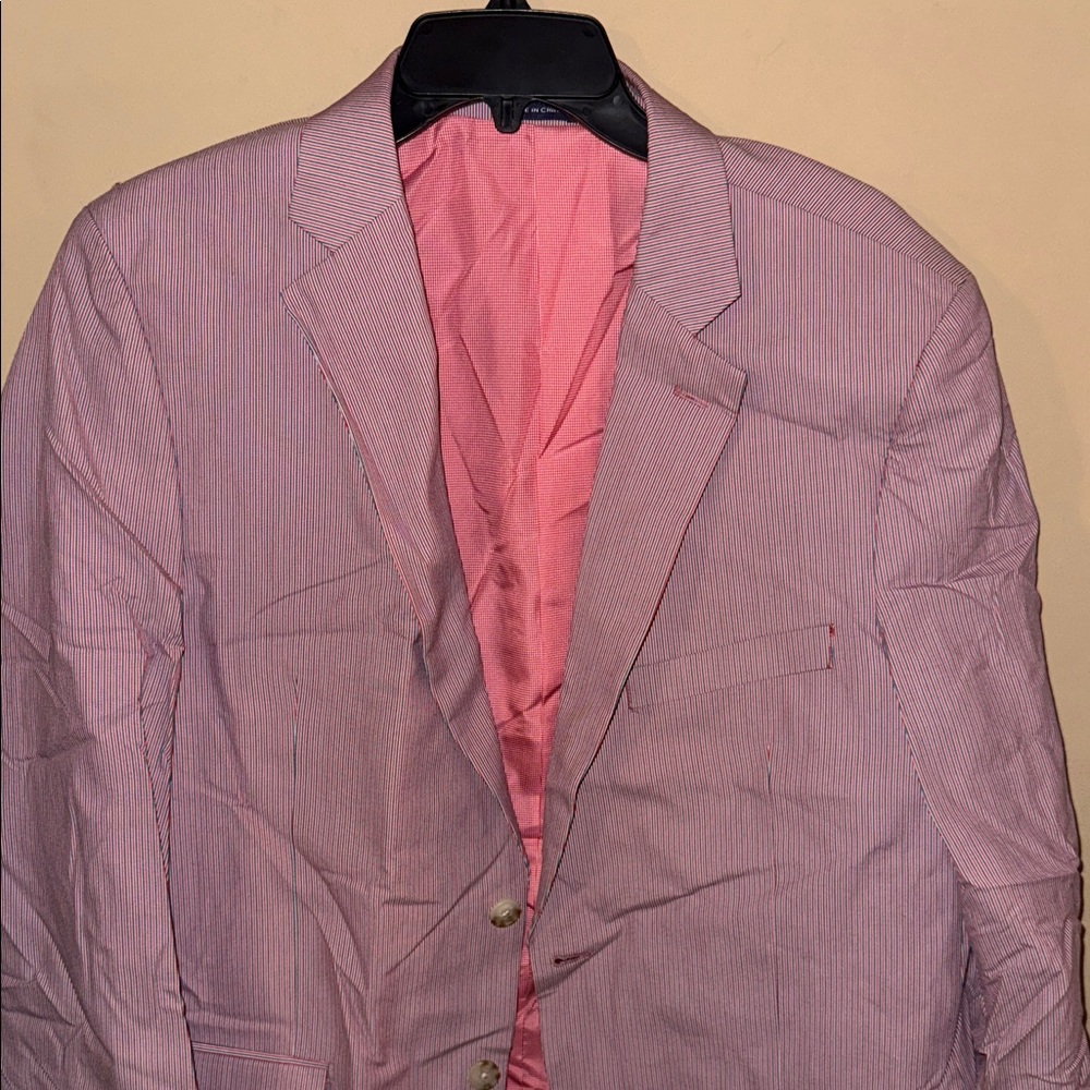 Stafford Men's Pink Pinstripe Blazer